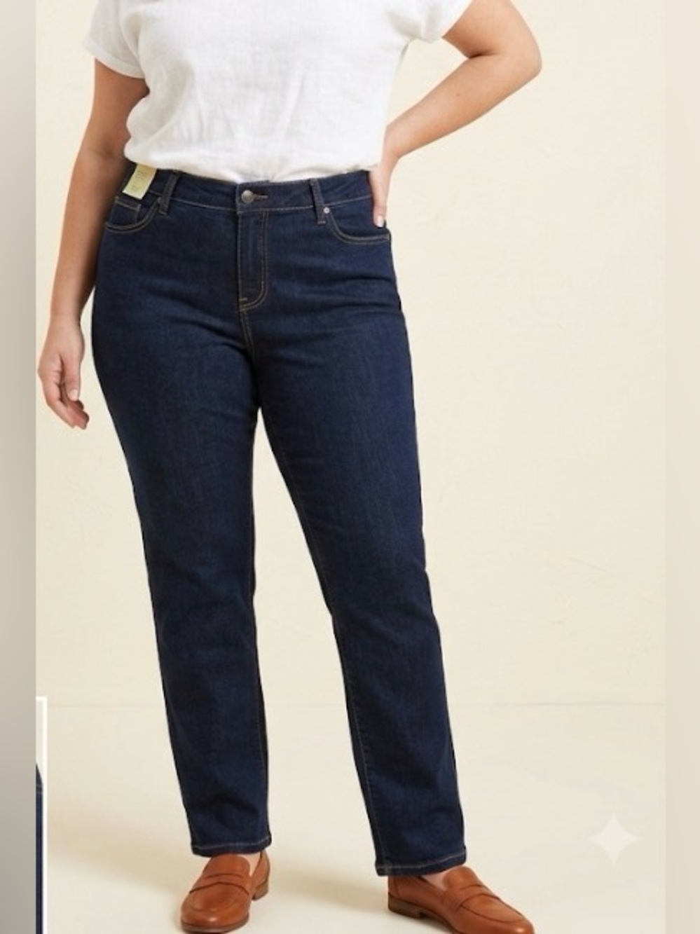 Faded Glory Womens Plus Slim Straight Jeans Mid Rise Pockets Size 16WP Blue